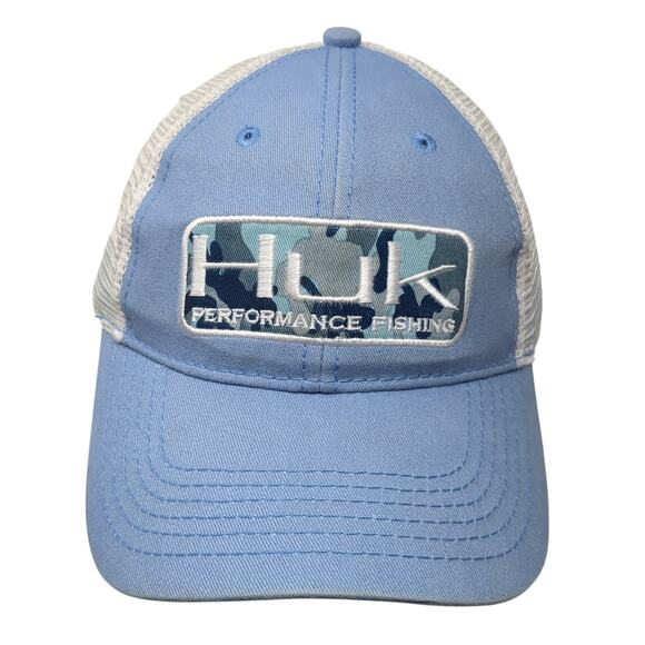 HUK Performance Fishing Snapback Trucker Hat Blue One Size Adjustable Mesh Back - Picture 1 of 9